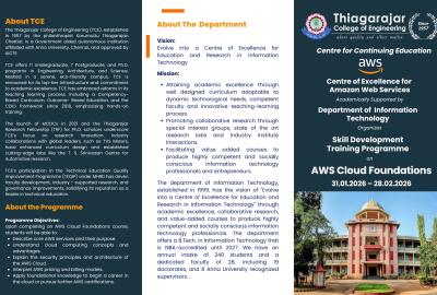 Skill Development Training Programme on AWS Cloud Foundations (30-hour hands-on training program).