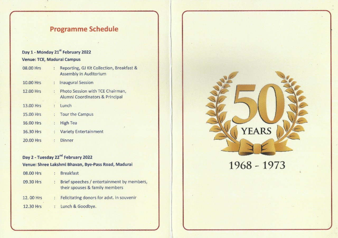 Golden Jubilee Celebration - TCE 1973 Batch