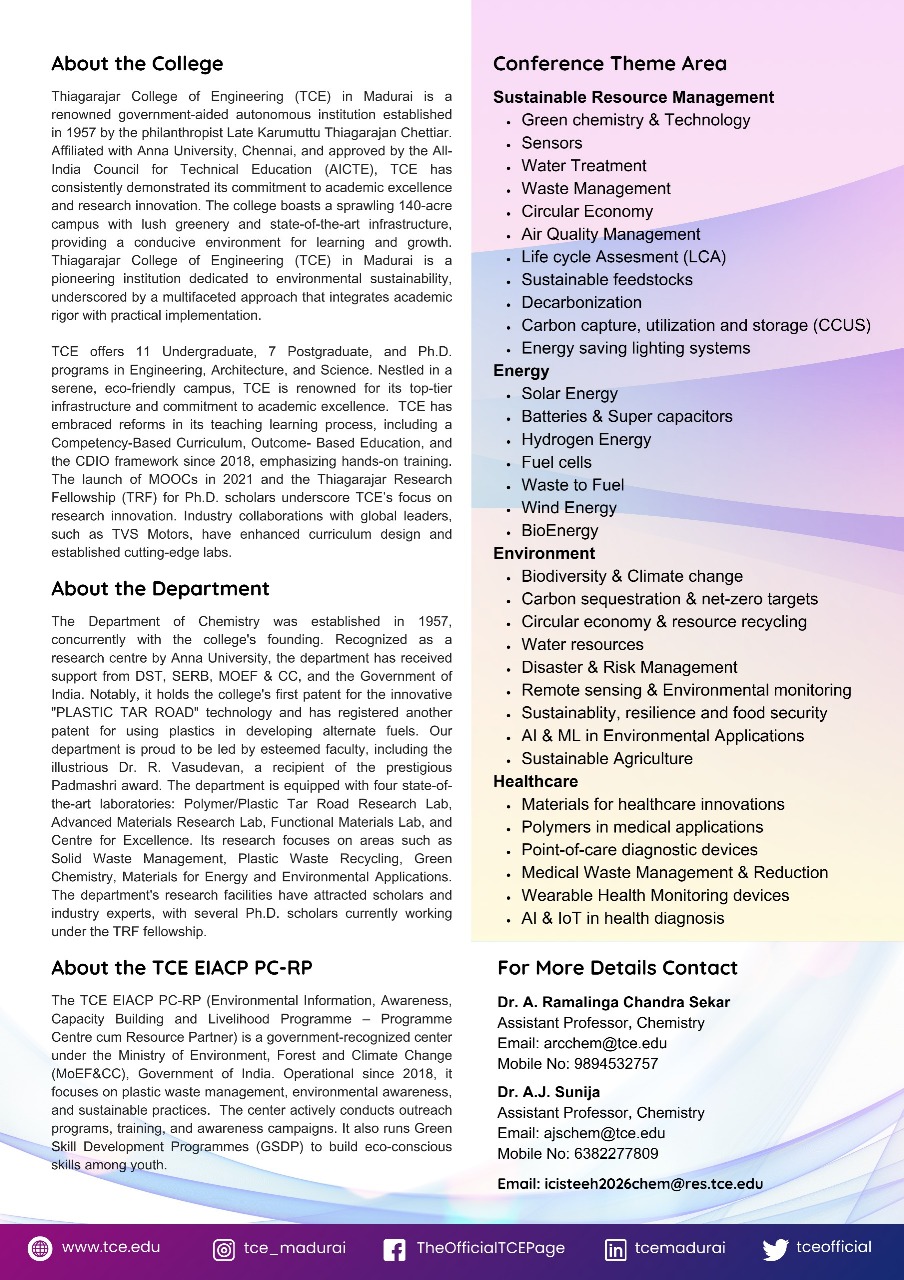 International Conference on innovations in Sustainable Technologies for Energy, Environment, and Healthcare (ICISTEEH – 2026)