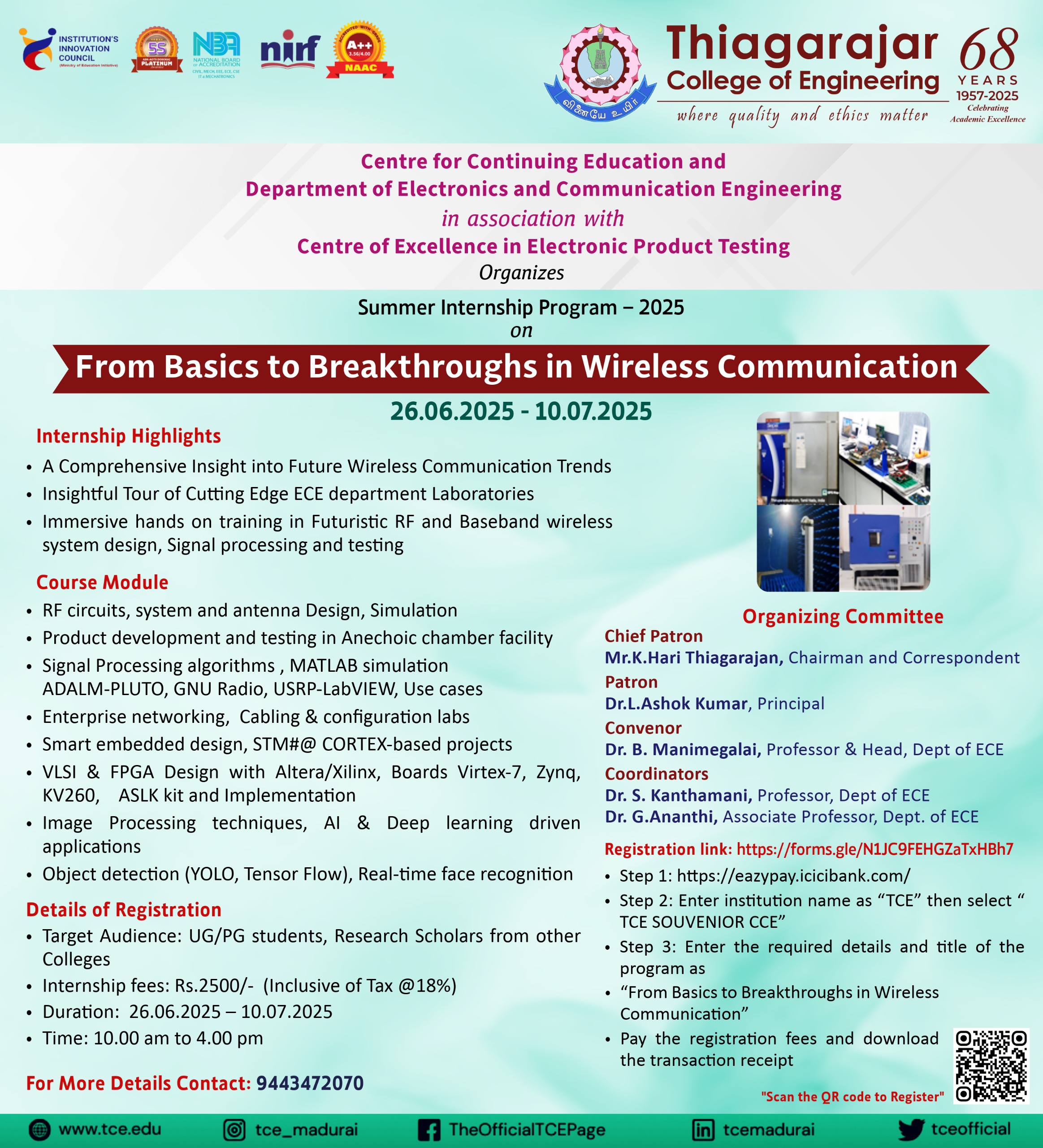 Summer Internship Program – 2025 From Basics to Breakthroughs in Wireless Communication