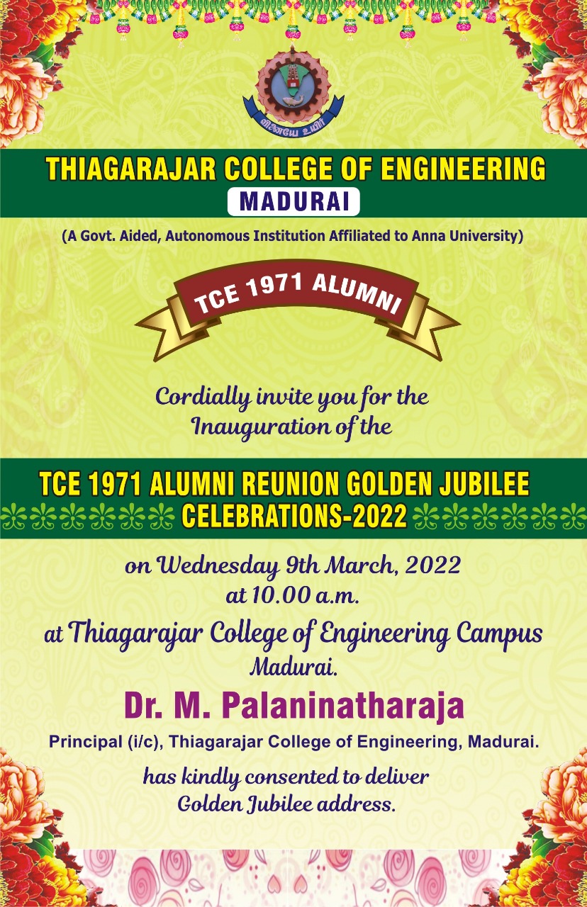 GOLDEN JUBILEE CELEBRATION - TCE 1971 BATCH