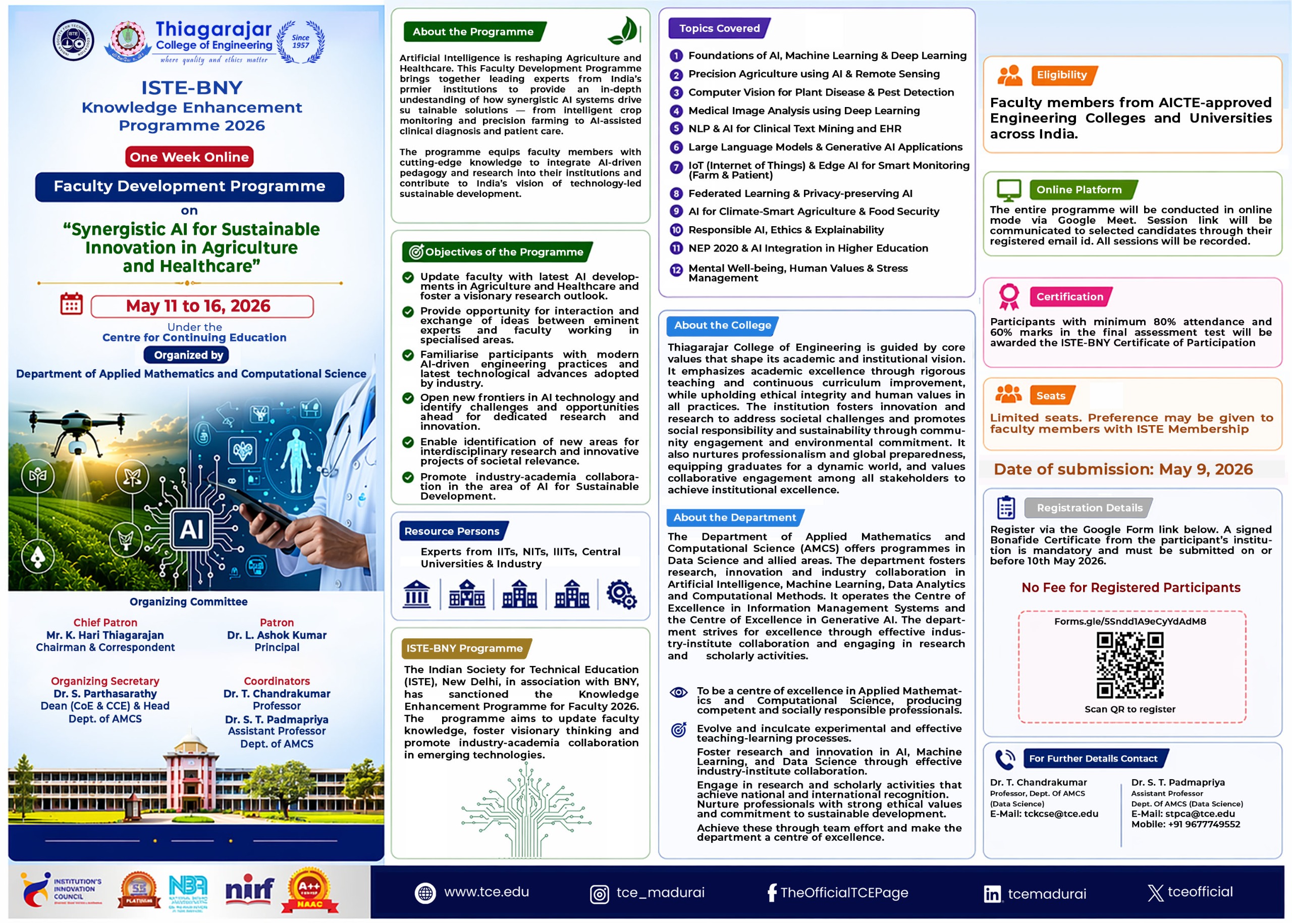 ISTE-BNY Knowledge Enhancement Programme 2026 on “Synergistic AI for Sustainable Innovation in Agriculture and Healthcare” 