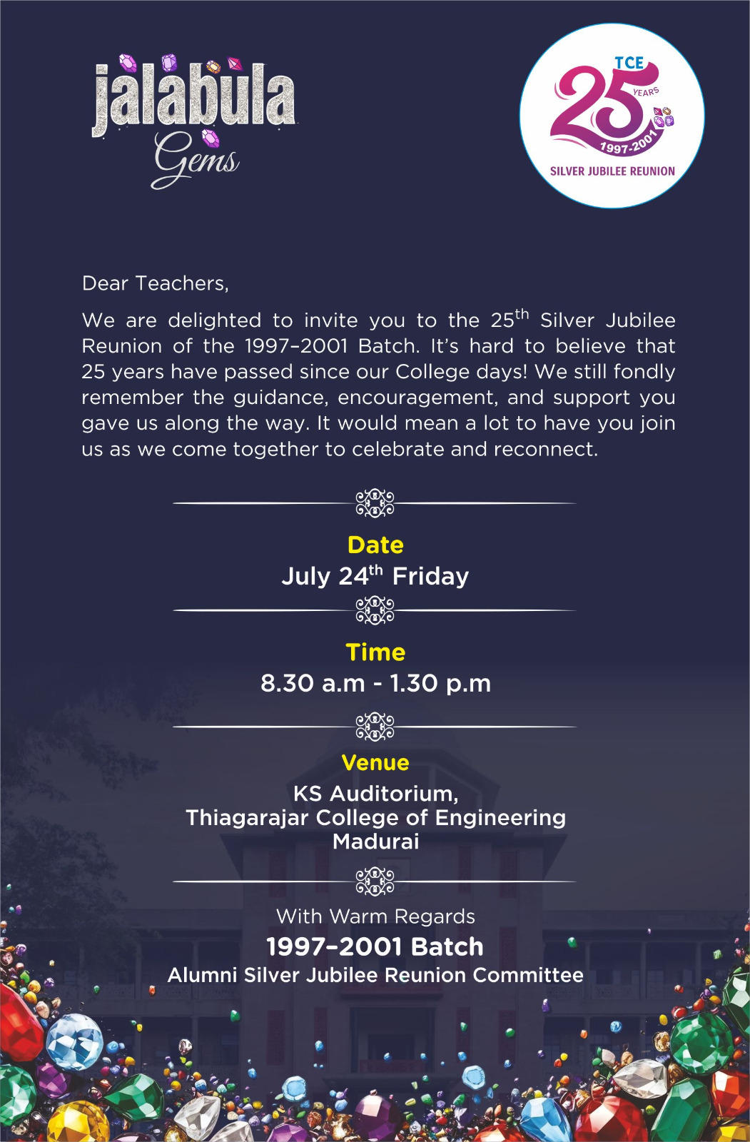 25th Silver Jubilee Reunion of the 1997 - 2001 Batch 