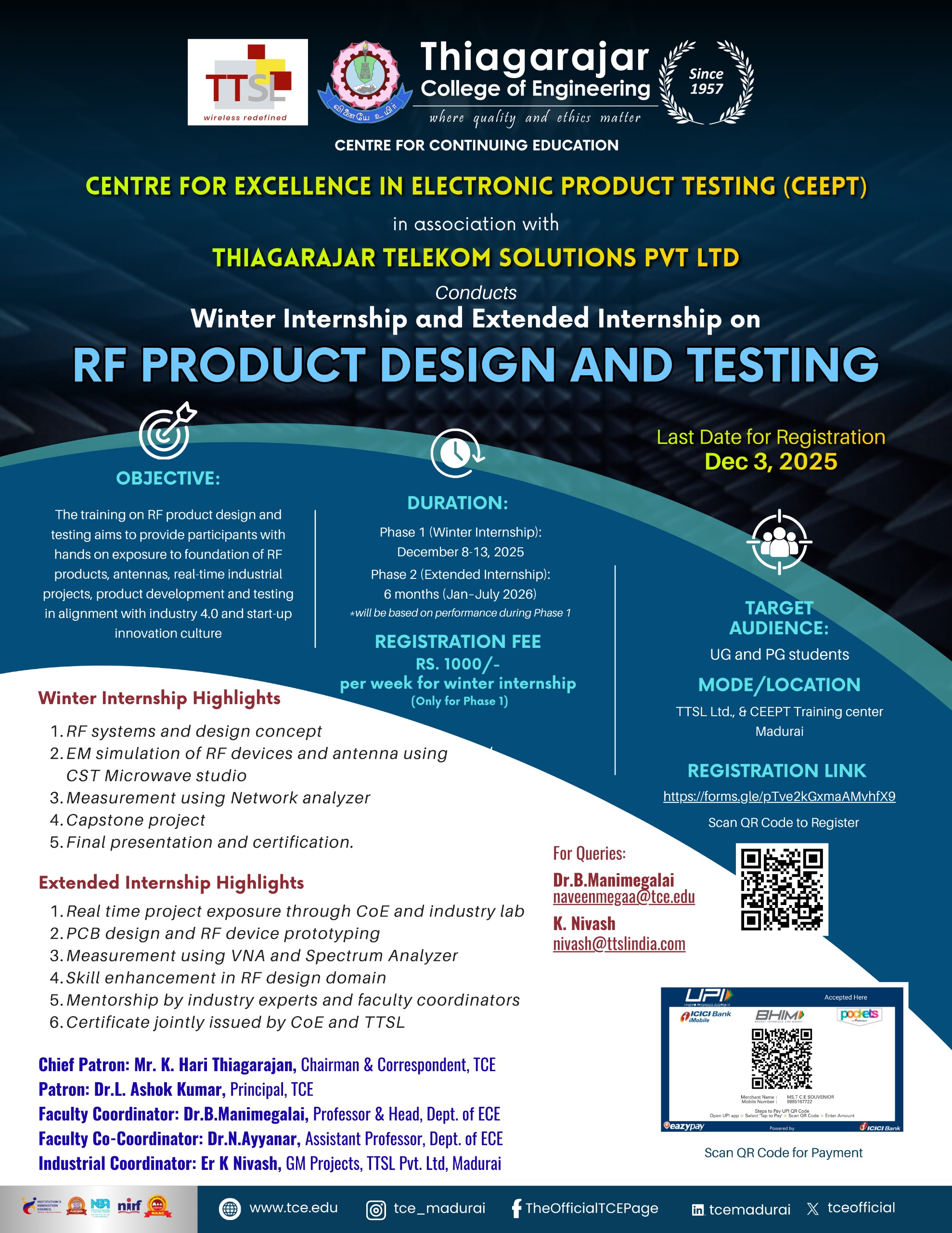 Winter Internship and Extended Internship Programme on “RF Product Design and Testing”