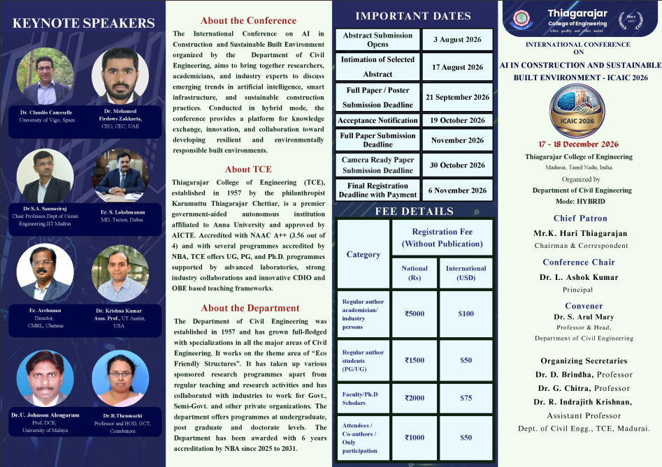 International Conference on AI in Construction and Sustainable Built Environment