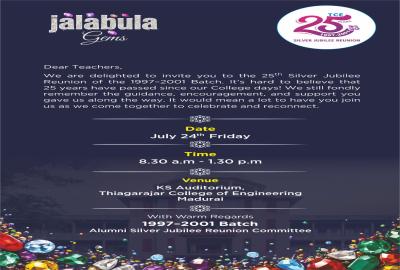 25th Silver Jubilee Reunion of the 1997 - 2001 Batch 