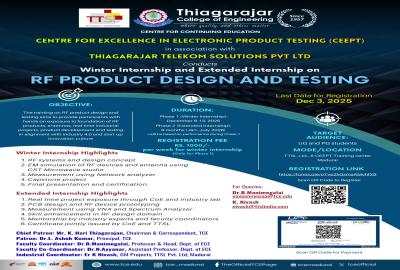 Winter Internship and Extended Internship Programme on “RF Product Design and Testing”