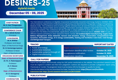 International Conference on Digitally Empowered Sustainable INdustiral and Energy Systems - DESINES'25