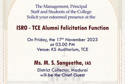 ISRO - TCE Alumni Felicitation Function