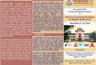One-week Online FDP on Next-Gen Computing Paradigms for Bigdata Applications